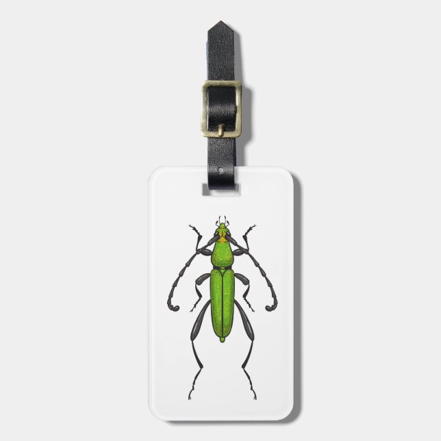 Green beetle luggage tag (Front Vertical)