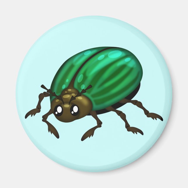 Green Beetle Magnet with customizable background (Front)