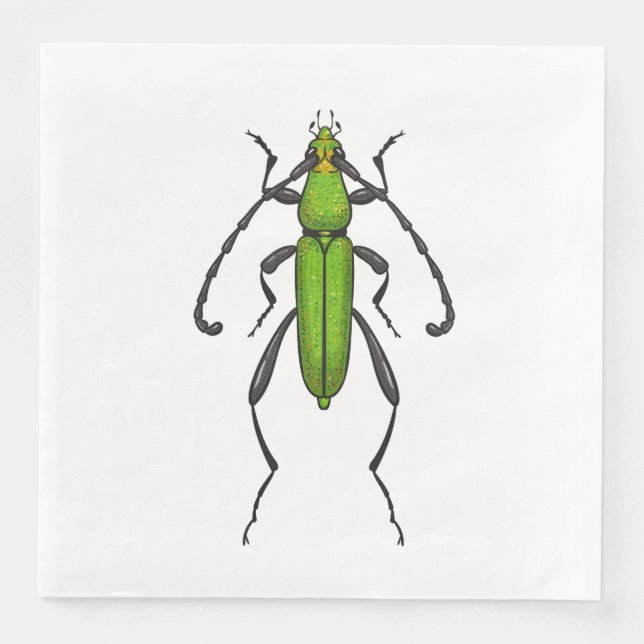 Green beetle paper dinner napkins (Front)