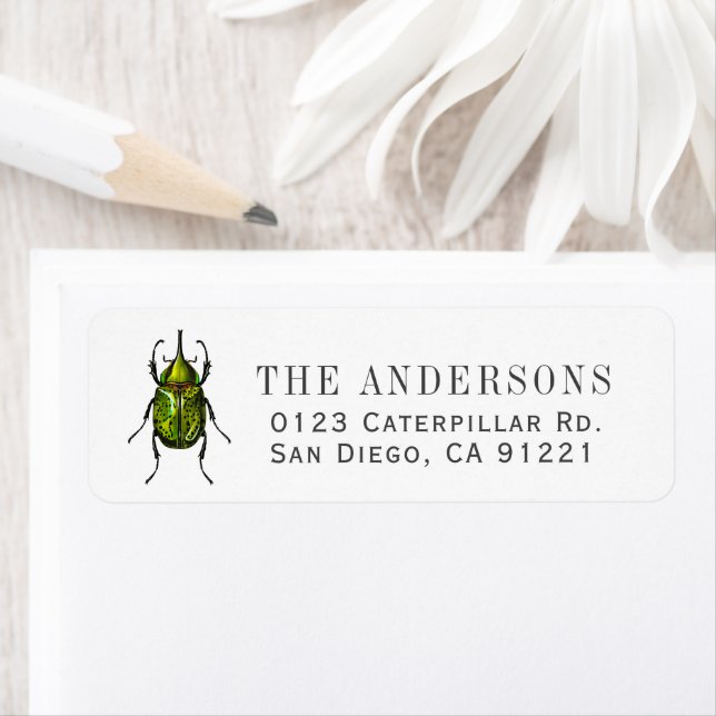 Green Beetle Return Address Label (Insitu)