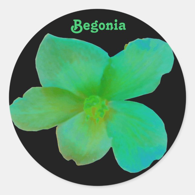 Green Begonia Customizable Sticker (Front)