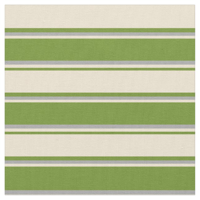 Green, Beige, and Dark Gray Striped/Lined Pattern Fabric (Close Up)
