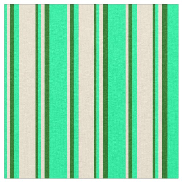 Green, Beige, and Dark Green Pattern Fabric (Close Up)