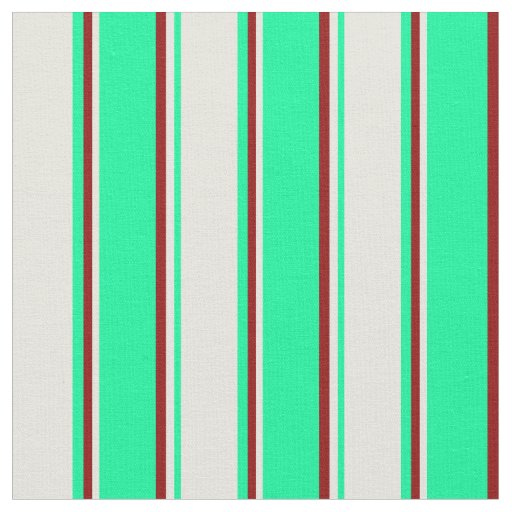 Green, Beige, and Dark Red Lines Fabric