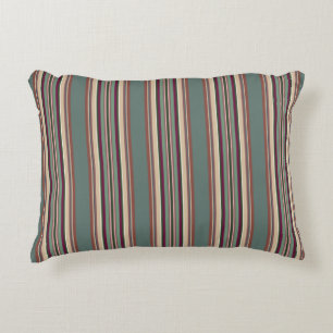 Green, Beige and Pink Stripes Accent Pillow