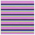 [ Thumbnail: Green, Beige, Blue, Black & Orchid Colored Lines Fabric ]