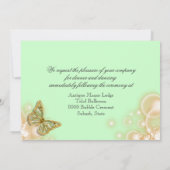Green beige butterfly wedding reception invitation (Back)