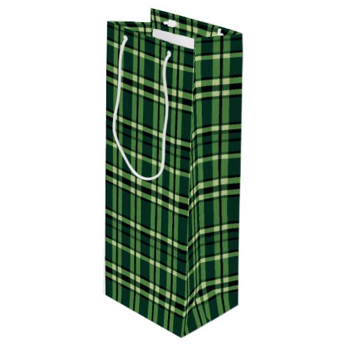 Green & Beige Classic Holiday Plaid Wine Gift Bag