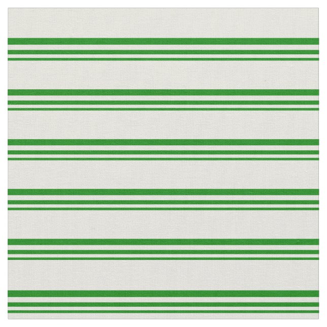 Green & Beige Colored Pattern of Stripes Fabric (Close Up)