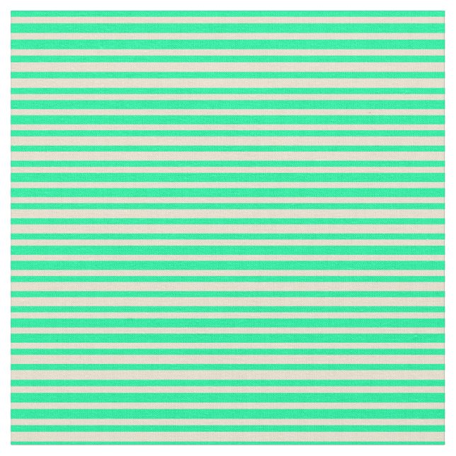 Green & Beige Colored Stripes/Lines Pattern Fabric (Close Up)