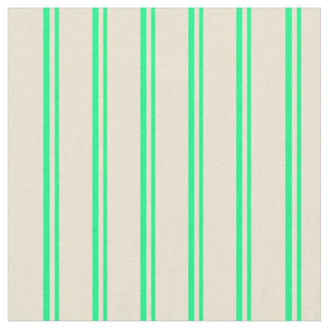 Green & Beige Colored Stripes Pattern Fabric (Close Up)