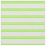 [ Thumbnail: Green & Beige Colored Stripes Pattern Fabric ]