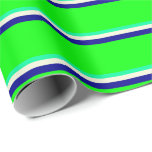 [ Thumbnail: Green, Beige, Dark Blue, and Lime Colored Pattern Wrapping Paper ]