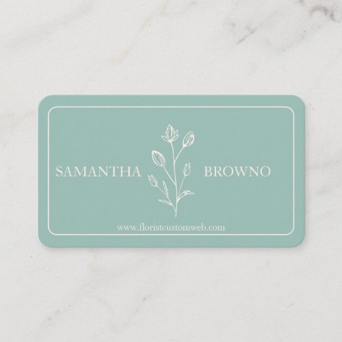 Green Beige Framed Flower Business Card