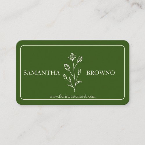 Green Beige Framed Flower Business Card