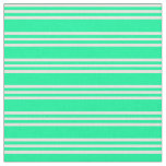 [ Thumbnail: Green & Beige Lines Pattern Fabric ]