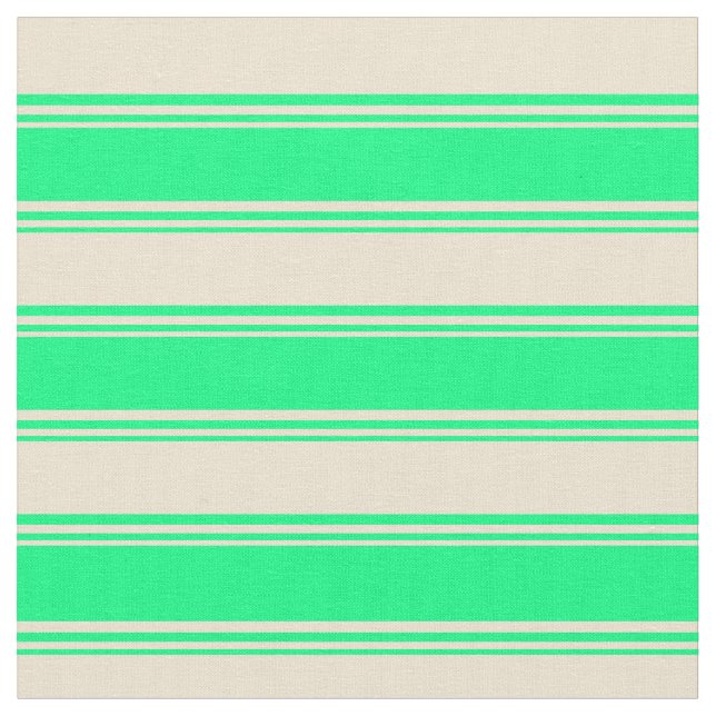 Green & Beige Pattern of Stripes Fabric (Close Up)