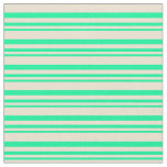 [ Thumbnail: Green & Beige Striped Pattern Fabric ]