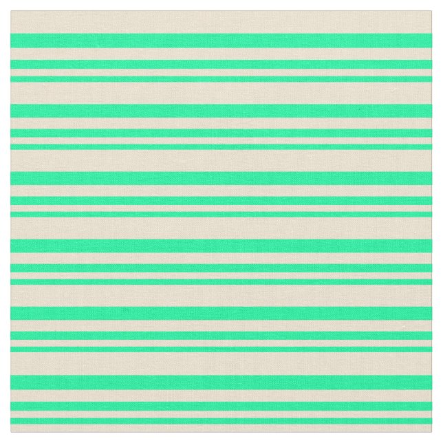 Green & Beige Striped Pattern Fabric (Close Up)
