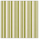 [ Thumbnail: Green & Beige Stripes/Lines Pattern Fabric ]