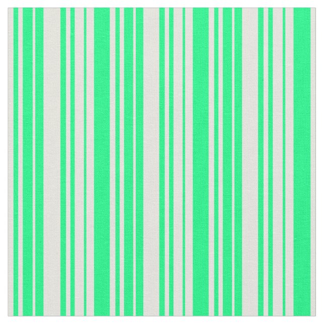 Green & Beige Stripes Pattern Fabric (Close Up)