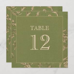 Green Beige Vintage Pattern Burlap Texture Wedding Invitation