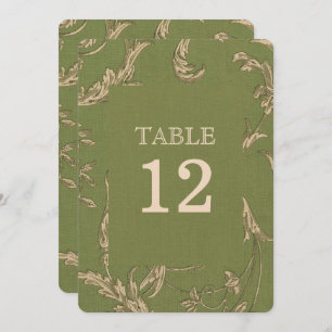 Green Beige Vintage Pattern Burlap Wedding Invitation