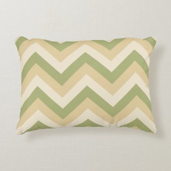 Green Beige Wedding Colors Modern Chevron Pattern Accent Pillow by SharonaCreations at Zazzle