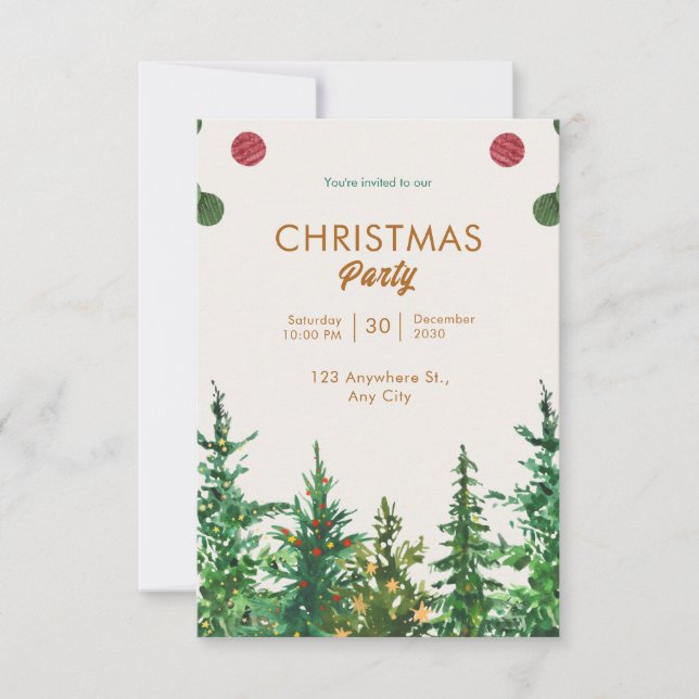 Green Beige Winter Christmas  Invitation (Front)