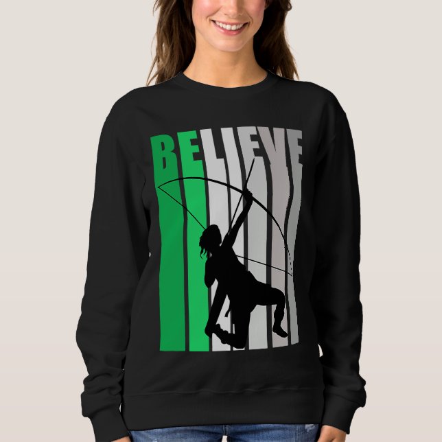 Green Believe Motivating Girls Archery Retro Graph Sweatshirt (Front)