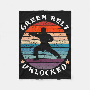 Green Belt Level Unlocked Achievement Karate Keep  Fleece Blanket