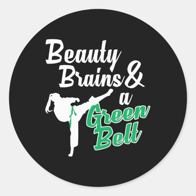 Green Belt Taekwondo Martial Arts Funny Judo Quote Classic Round Sticker (Front)
