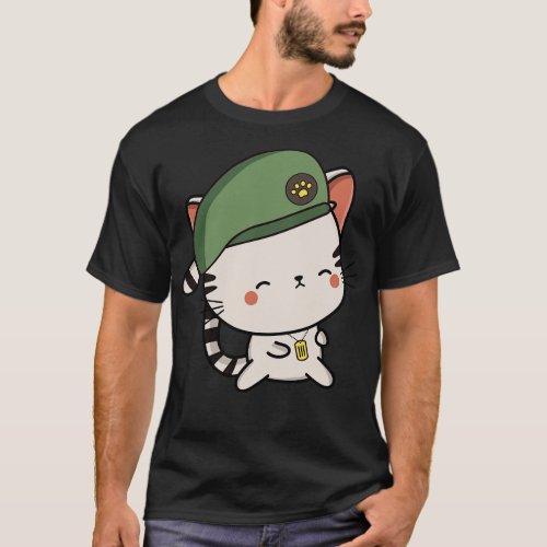 Green Beret Tabby Cat T_Shirt