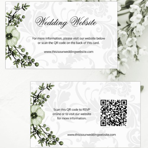 Green Berry Wreath Boho Wedding Website Enclosure Card