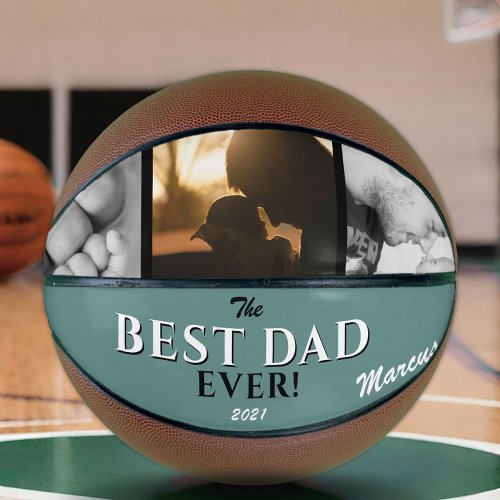 Green Best Dad Ever Fathers Day Keepsake 3 Photo  Basketball
