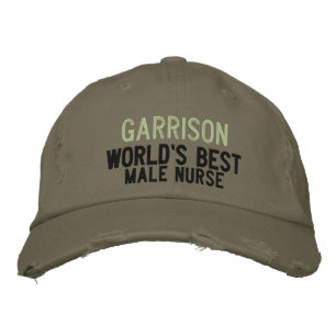Green Best Male Nurse Custom Name Embroidered Baseball Hat