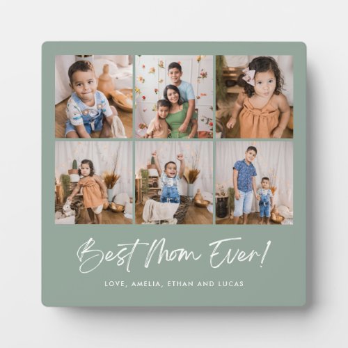 Green Best Mom Ever Six Photo Plaque