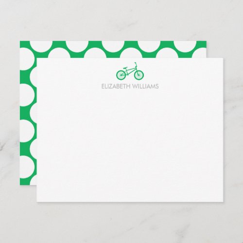 Green Bicycle and Large Dots Note Cards