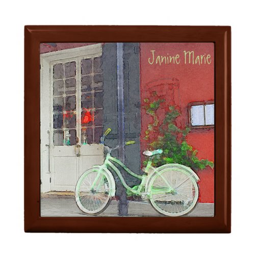 Green Bicycle In Brushstrokes Gift Box