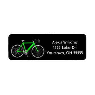 green bicycle on black label