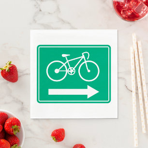 Green Bicycle Path Right Arrow Directional Sign Napkins
