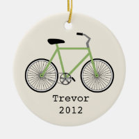 Green Bicycle Personalized Ornament