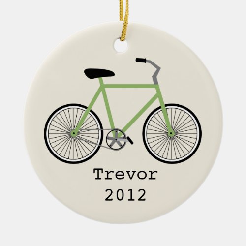 Green Bicycle Personalized Ornament