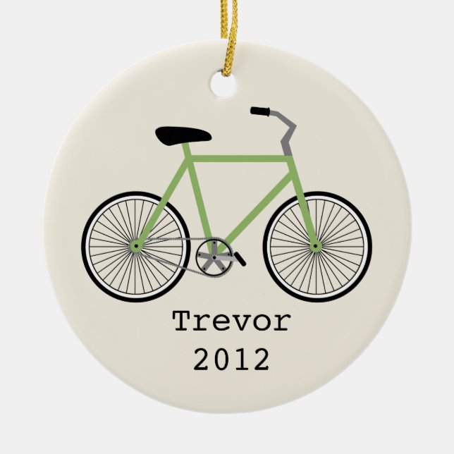 Green Bicycle Personalized Ornament (Front)