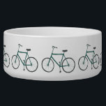 Green Bicycles Pet Water or Food Bowl<br><div class="desc">Cute green bicycles line up around this fun food or water bowl for your pet! Check my shop for more designs!</div>