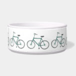 Green Bicycles Pet Water or Food Bowl<br><div class="desc">Cute green bicycles line up around this fun food or water bowl for your pet! Check my shop for more designs!</div>