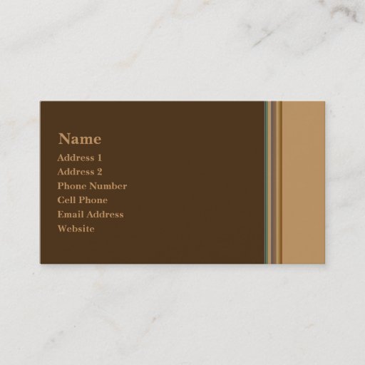 Customizable green biege striped business card templates