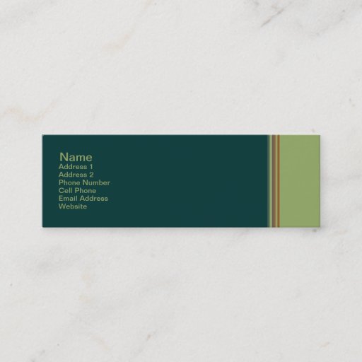 Customizable green biege striped business card templates