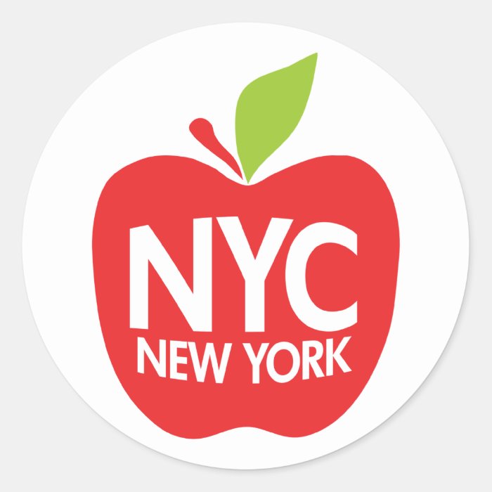 Green Big Apple NYC Round Stickers