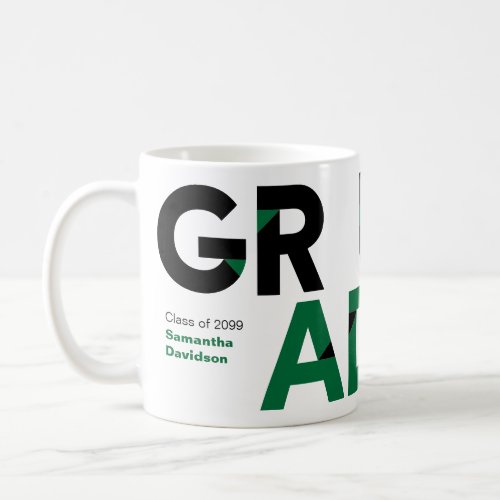Green Big Bold Angle_Cut Letters Graduation Coffee Mug